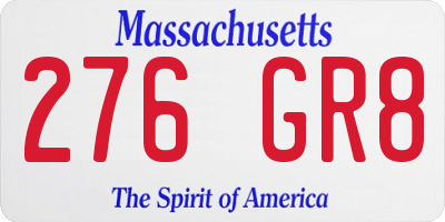MA license plate 276GR8