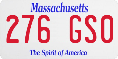 MA license plate 276GS0