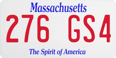 MA license plate 276GS4