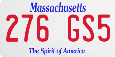 MA license plate 276GS5