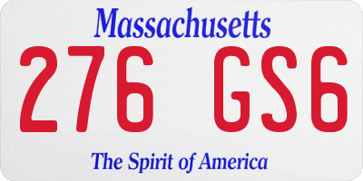 MA license plate 276GS6