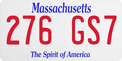 MA license plate 276GS7