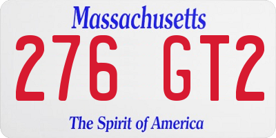 MA license plate 276GT2