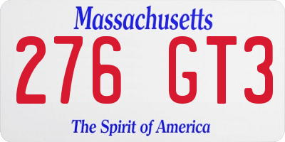 MA license plate 276GT3