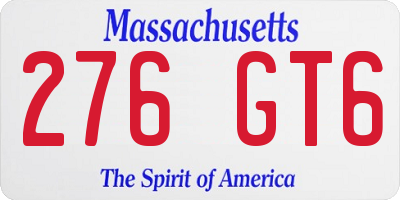 MA license plate 276GT6