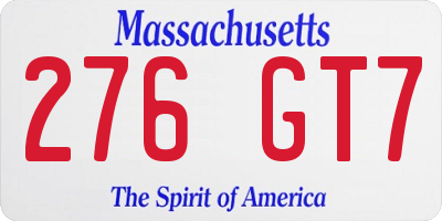 MA license plate 276GT7