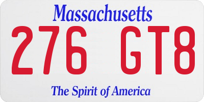 MA license plate 276GT8