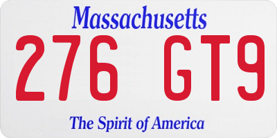 MA license plate 276GT9