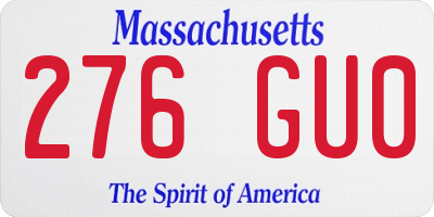 MA license plate 276GU0