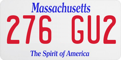 MA license plate 276GU2