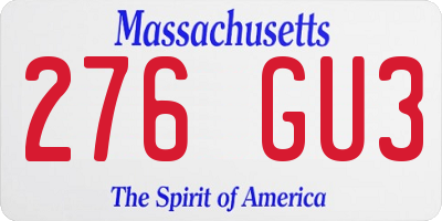 MA license plate 276GU3