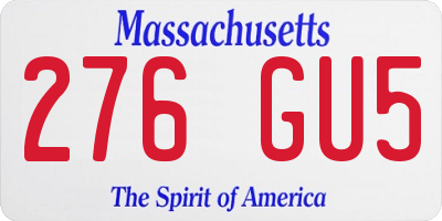 MA license plate 276GU5