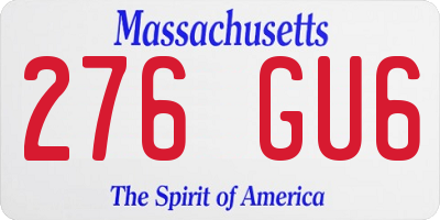 MA license plate 276GU6