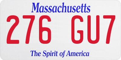 MA license plate 276GU7
