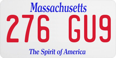 MA license plate 276GU9