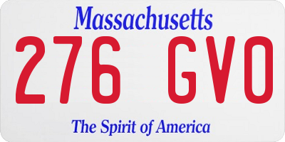MA license plate 276GV0