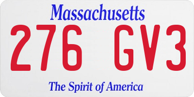 MA license plate 276GV3