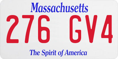 MA license plate 276GV4