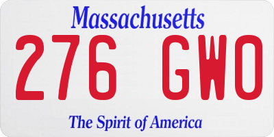 MA license plate 276GW0