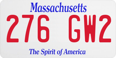 MA license plate 276GW2