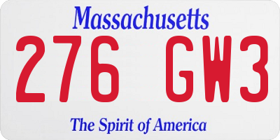 MA license plate 276GW3