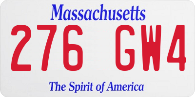 MA license plate 276GW4
