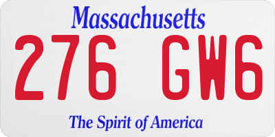 MA license plate 276GW6