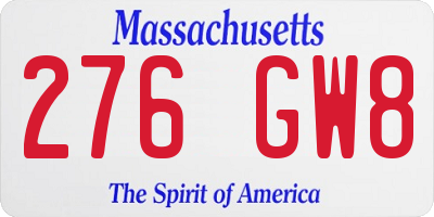 MA license plate 276GW8