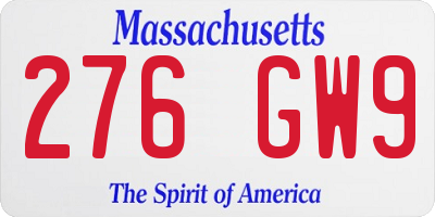 MA license plate 276GW9