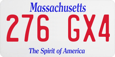 MA license plate 276GX4