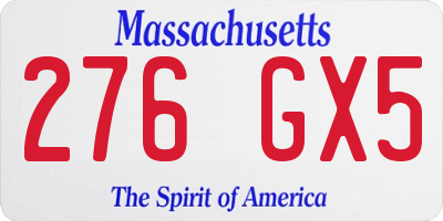 MA license plate 276GX5