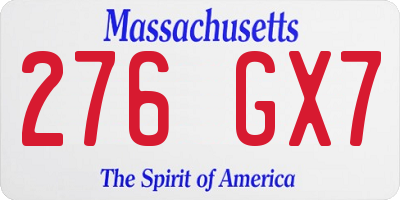 MA license plate 276GX7
