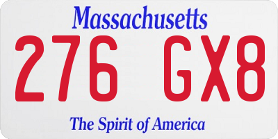 MA license plate 276GX8