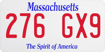 MA license plate 276GX9