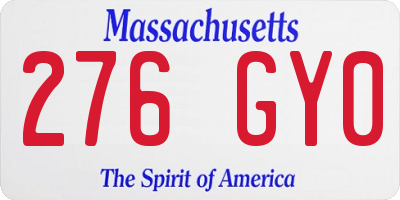 MA license plate 276GY0