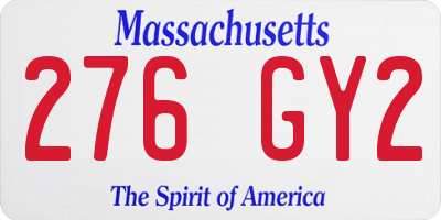MA license plate 276GY2