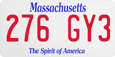 MA license plate 276GY3