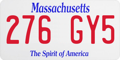 MA license plate 276GY5