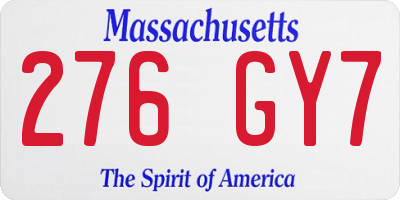 MA license plate 276GY7