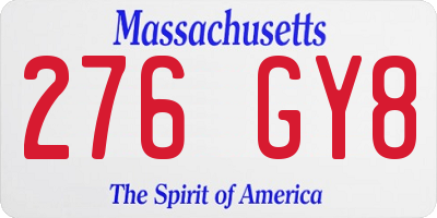 MA license plate 276GY8
