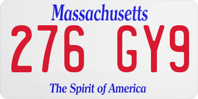 MA license plate 276GY9