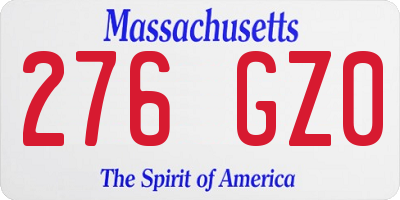 MA license plate 276GZ0