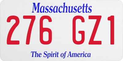 MA license plate 276GZ1