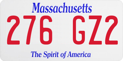 MA license plate 276GZ2