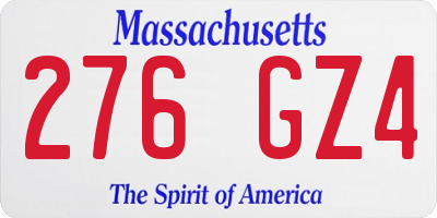 MA license plate 276GZ4