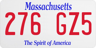 MA license plate 276GZ5