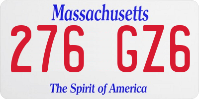 MA license plate 276GZ6