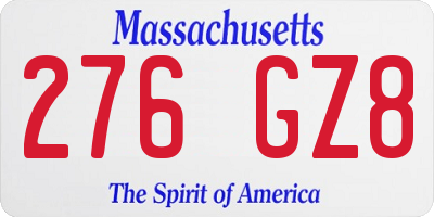 MA license plate 276GZ8