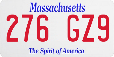 MA license plate 276GZ9