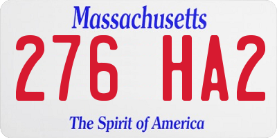 MA license plate 276HA2
